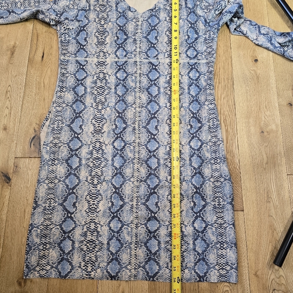 Joh Snakeskin Print Long Sleeve Rou D Neck Faux Suede Dress Oversized Small - Picture 10 of 12